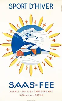 Traveling Prints: Wilhelm Mernsinger - SAAS-FEE - Schweiz, Suisse, Switzerland - Travel poster 1930
