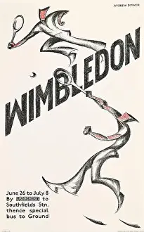 London Underground Prints: WIMBLEDON - London Underground poster feat tennis players - 1933