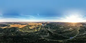 Windfarm Prints: Wind Farm Turbines at Sunset in Rhigos Mountain South Wales