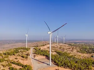 Windfarm Prints: Wind turbine from aerial view - Sustainable development
