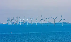 Alternative Energy Prints: Wind turbines in sea in Copenhagen