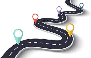 Bending Prints: Winding Road on a White Isolated Background