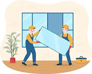 Upgrade Prints: Window and Door Installation Service with Worker for Home Repair