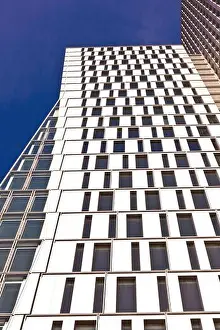 Big Blue Prints: windows of office buildings, cool business background