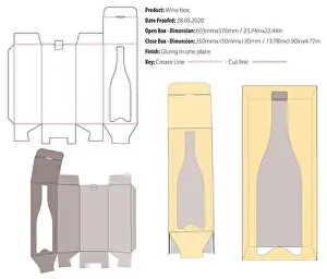 Die Cut Prints: Wine box packaging design template gluing - snap lock - die cut - vector