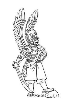 Armored Prints: Winged polish hussar for coloring. Colouring template for children