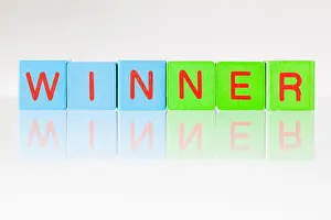 Miscellaneous Prints: Winner - an inscription from children's wooden blocks