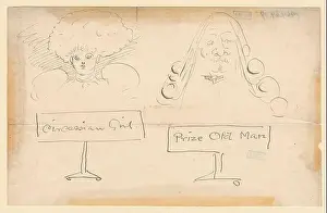Winslow Homer Prints: Winslow Homer, Two Sketches: Circassian Girls Prize Old Man