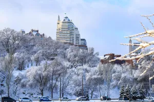 Dnepr Prints: Winter landscape of Dnipro city
