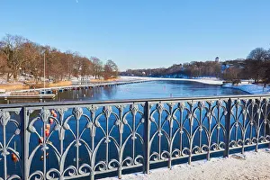 Chilled Prints: Winter scene Djurgardsbrunnsviken Bay from Djurgardsbron Bridge Stockholm Sweden Scandinavia