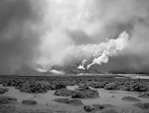 Snowstorm Prints: A winter snow storm retreats in the Eastern Sierras