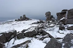 Heathland Prints: Winter on Staple Tor Dartmoor national park Devon Uk