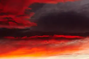 Nightfall Prints: Winter sunset with red clouds