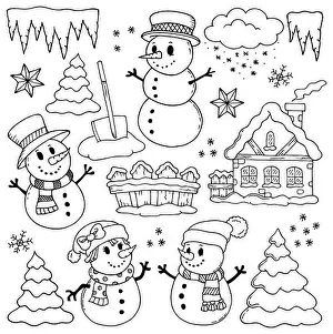 Snowflakes Prints: Winter theme drawings 2