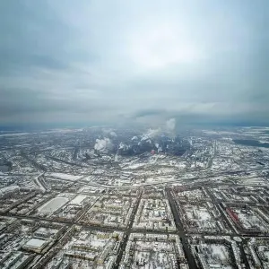 Catastrophe Prints: Winter view of the center of the city Nizhny Tagil and metallurgical plant from above