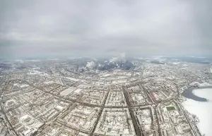 Catastrophe Prints: Winter view of the embankment of the city Nizhny Tagil and metallurgical plant from above