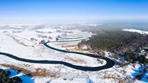 Warmia Prints: Winter in Warmia in north-eastern Poland. Łyna River
