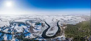 Warmia Prints: Winter in Warmia in north-eastern Poland. Łyna River