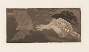 Aquatint Prints: Witch and Bat. Museum: PRIVATE COLLECTION. Author: MAX KLINGER