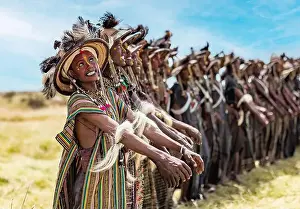 Sahel Prints: Wodaabe men dancing during Gerewol Festival in Niger