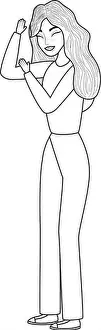 Fashion Model Prints: Woman cartoon drawing vector design