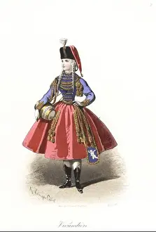 Mode Prints: Woman in costume as a military sutler
