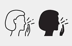 Fever Prints: Woman coughing icon. Vector illustration isolated on white