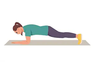 woman doing plank core exercise- vector illustration