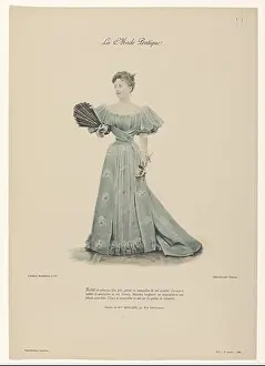 Folds Prints: A woman in a dress of pale blue veloutine (velveteen) topped with matching silk muslin