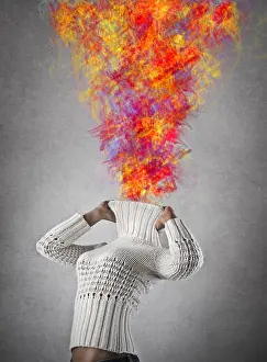 Studio Shoot Prints: Woman with exploding colorful head
