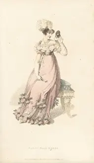 Mode Prints: Woman in fancy ball dress holding a masqurade mask