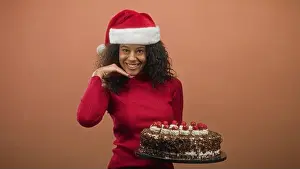 Whipped Prints: Woman holding chocolate cake