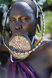 Ethiopian Prints: Woman with lip plate from the Mursi tribe, Southern Nation Region, Ethiopia