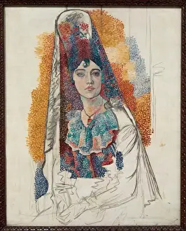 Museo Bellas Artes Prints: Woman with mantilla (Fatma), 1917