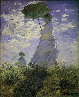Impressionists Prints: Woman with a Parasol-Madame Monet