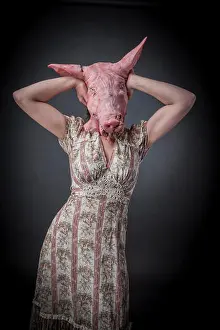 Mutant Prints: woman with pig head