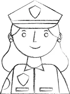 Liability Prints: woman police officer in uniform character