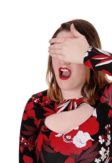 Desperate Prints: Woman screaming with her hands over her eyes
