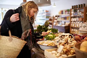 Shopper Prints: Woman Shopping For Organic Produce In Delicatessen