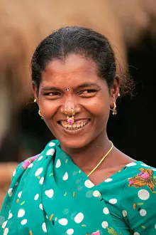 Earrings Prints: Woman at a village near Rayagada, , Orissa, India
