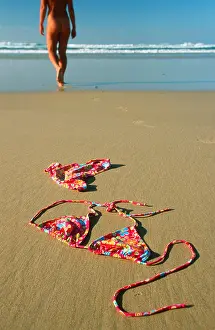 Differential Focus Prints: Woman Walking Along Beachfront in the Nude