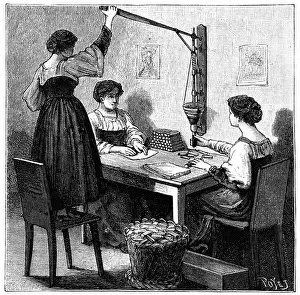 Alfred Prints: Women packing dynamite cartridges, 1888