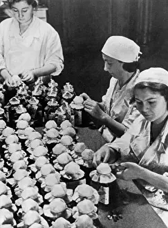 Forties Prints: Women sealing flasks of donated blood, World War II, Moscow, 1941