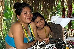 Sold Prints: Women of the village sell craft items to tourists at the Embera Indian Village near Colon