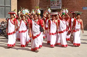 Kathmandu Prints: Women wear cultural dresses on Jitiya Festival here in Kathmandu