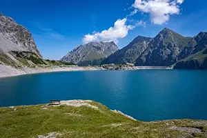Totalp Prints: Wonderful landscape at the Luenersee with dam wall and rocks in Vorarlberg, Austria