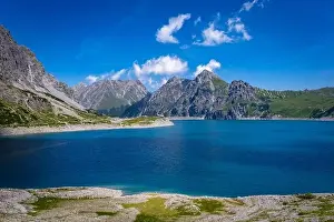 Totalp Prints: Wonderful landscape at the Luenersee with dam wall and rocks in Vorarlberg, Austria