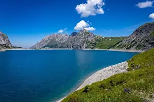 Totalp Prints: Wonderful landscape at the Luenersee with dam wall and rocks in Vorarlberg, Austria