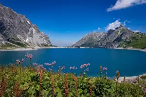 Totalp Prints: Wonderful landscape at the Luenersee with dam wall and rocks in Vorarlberg, Austria