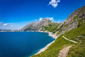 Totalp Prints: Wonderful landscape at the Luenersee with dam wall and rocks in Vorarlberg, Austria